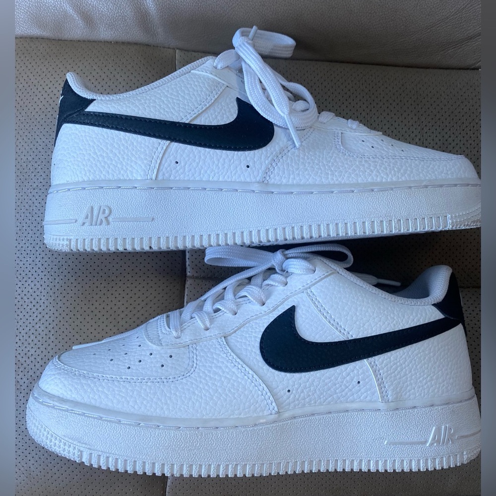 White and Black Nike Air Force 1 shoes
